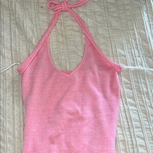 SHEIN Pink Tie Front Backless Mini Dress